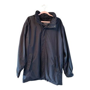 Men’s Medium Eddie Bauer Rain Jacket Black Nylon Full Zip Weatherproof Coat